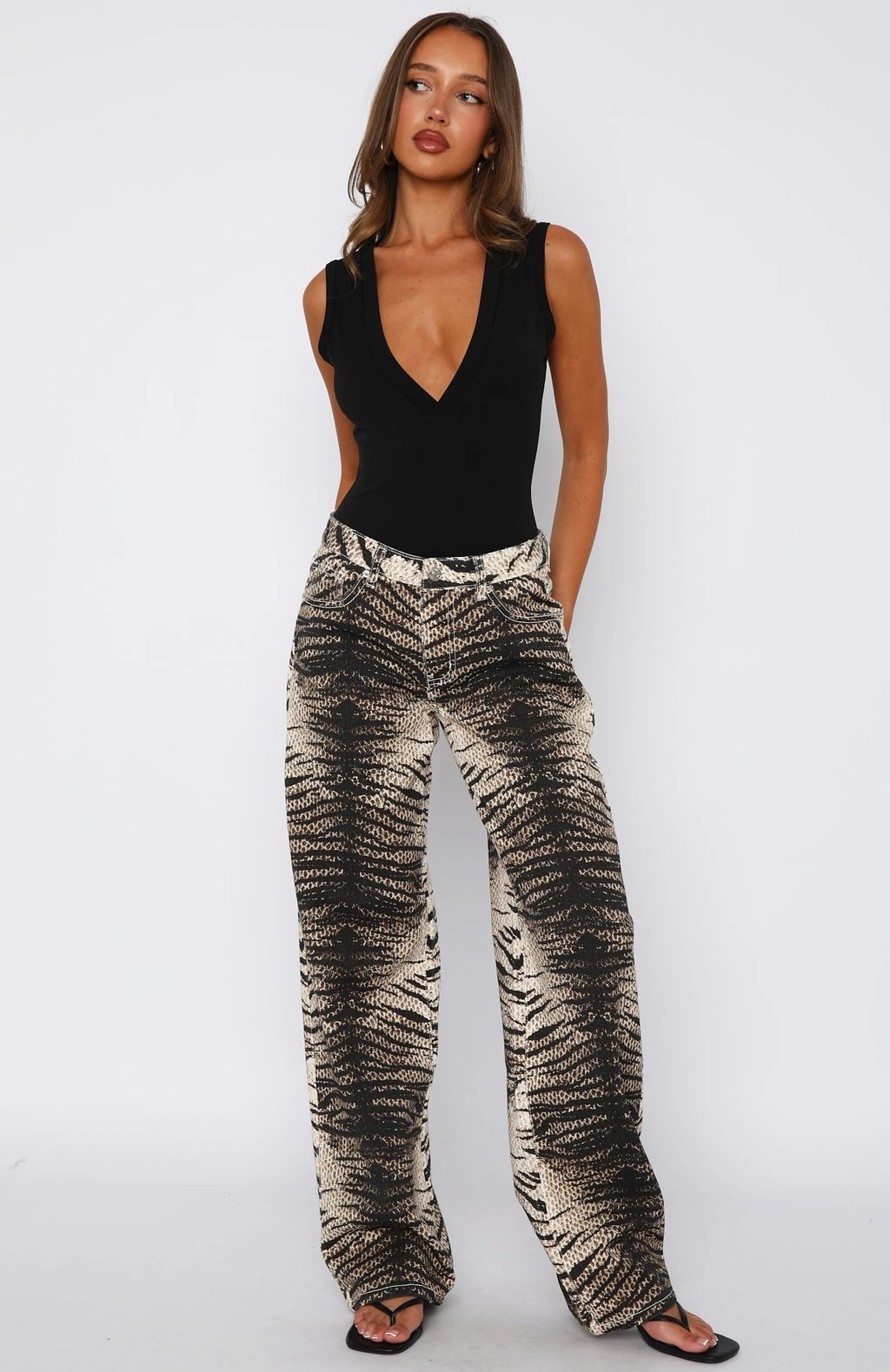 Always Appropriate Tokyo Low Rise Wide Leg Jeans Tiger Mirage