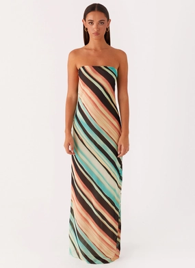 Light Bow Como Maxi Dress - Stripe