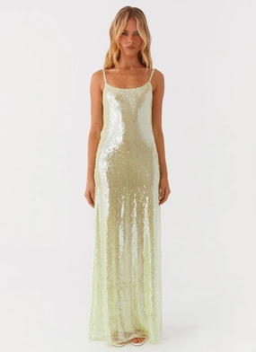 Daily Style Subtle Fit Higher Level Sequin Maxi Dress - Mint