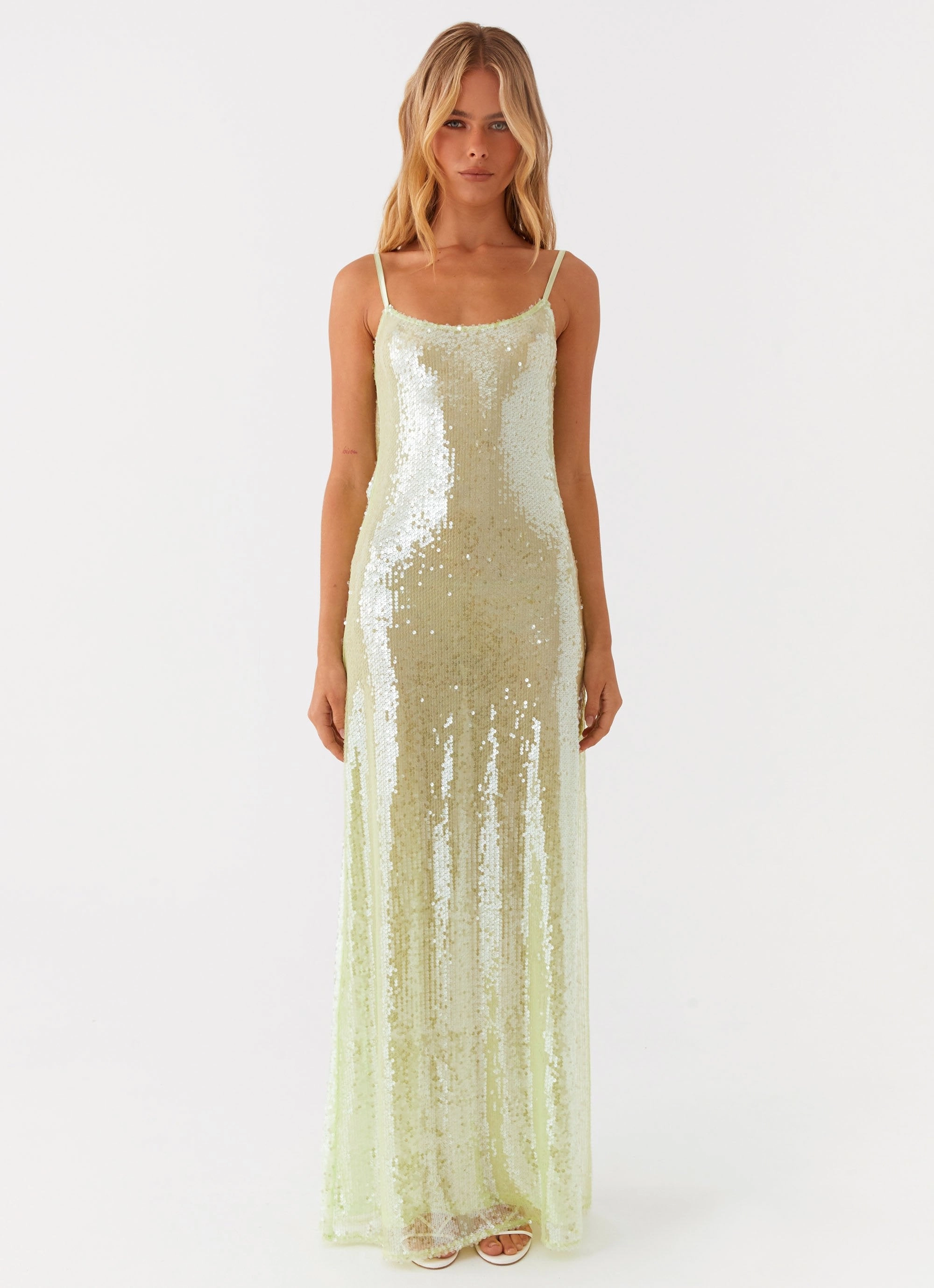 Daily Style Subtle Fit Higher Level Sequin Maxi Dress - Mint