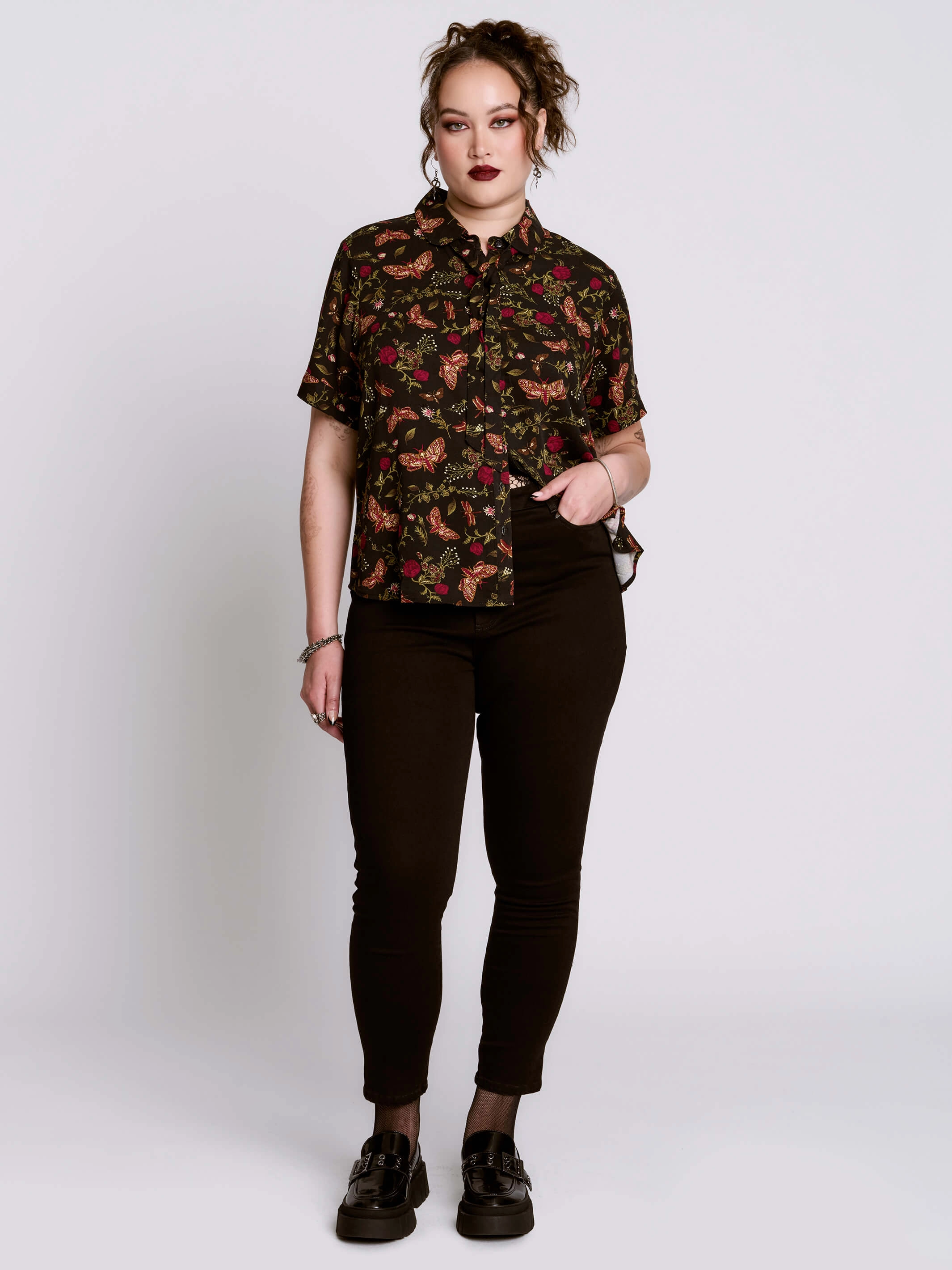 Double Stitched Seams Moth to the Flame Dark Academia Shirt