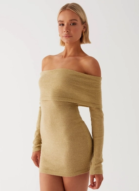 Myla Off Shoulder Mini Dress - Camel Vibrant Design light layering
