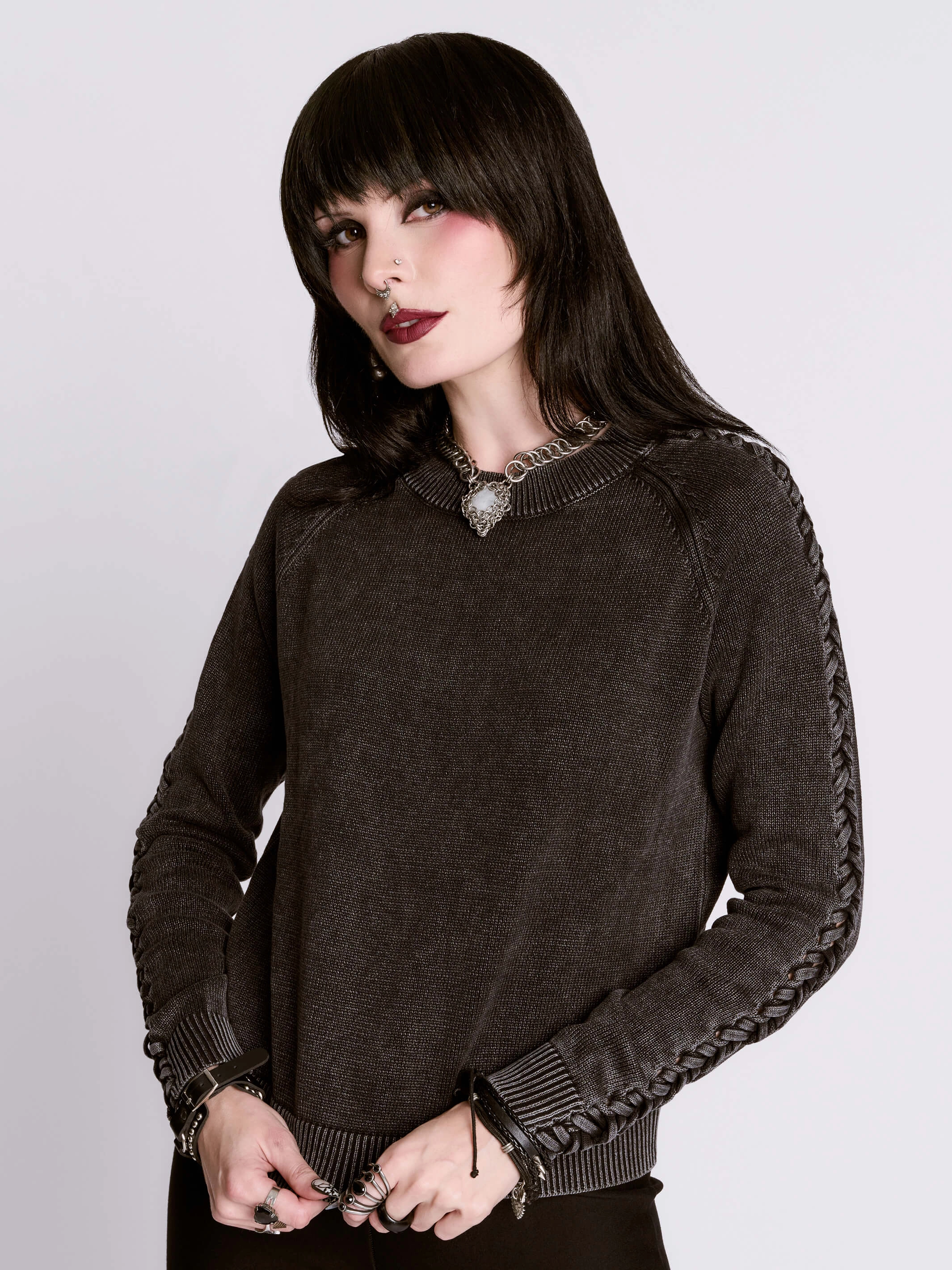 Distressed Braided Sweater Sculpture Pre Shrunk Cotton Blend