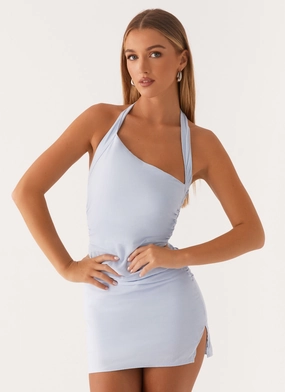 Annalissa Linen Mini Dress - Blue Perfect for Layering