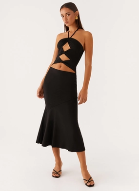 Bare Glow Zena Halterneck Midi Dress - Black