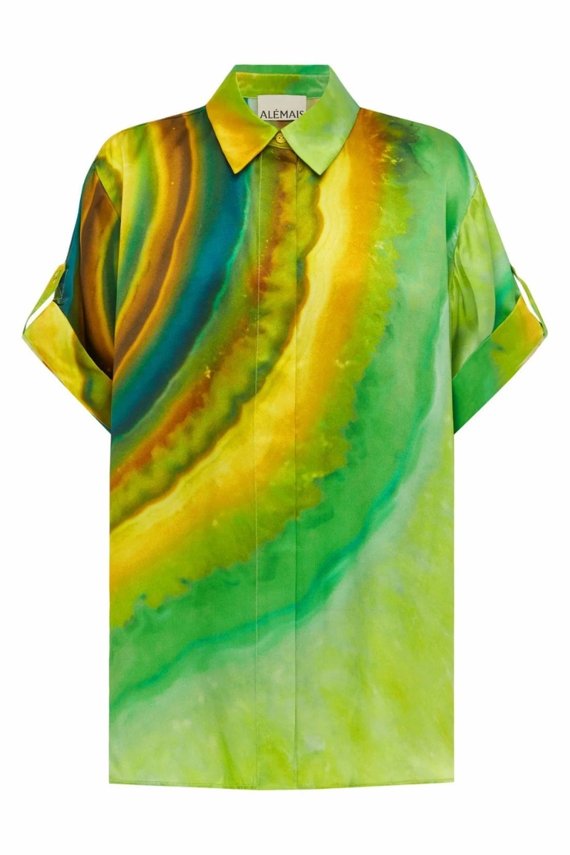 Button Down Design Iris Silk Shirt