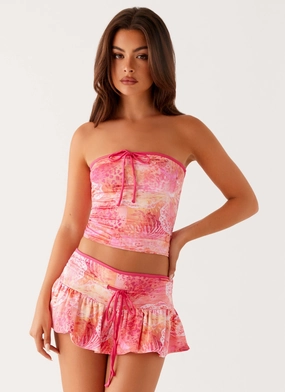 Roll Up Hem Corbin Mini Skort - Flamingo Fling