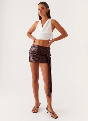 Cosmopolitan Sequin Mini Skirt - Maroon Runway Inspired Teen Fashion