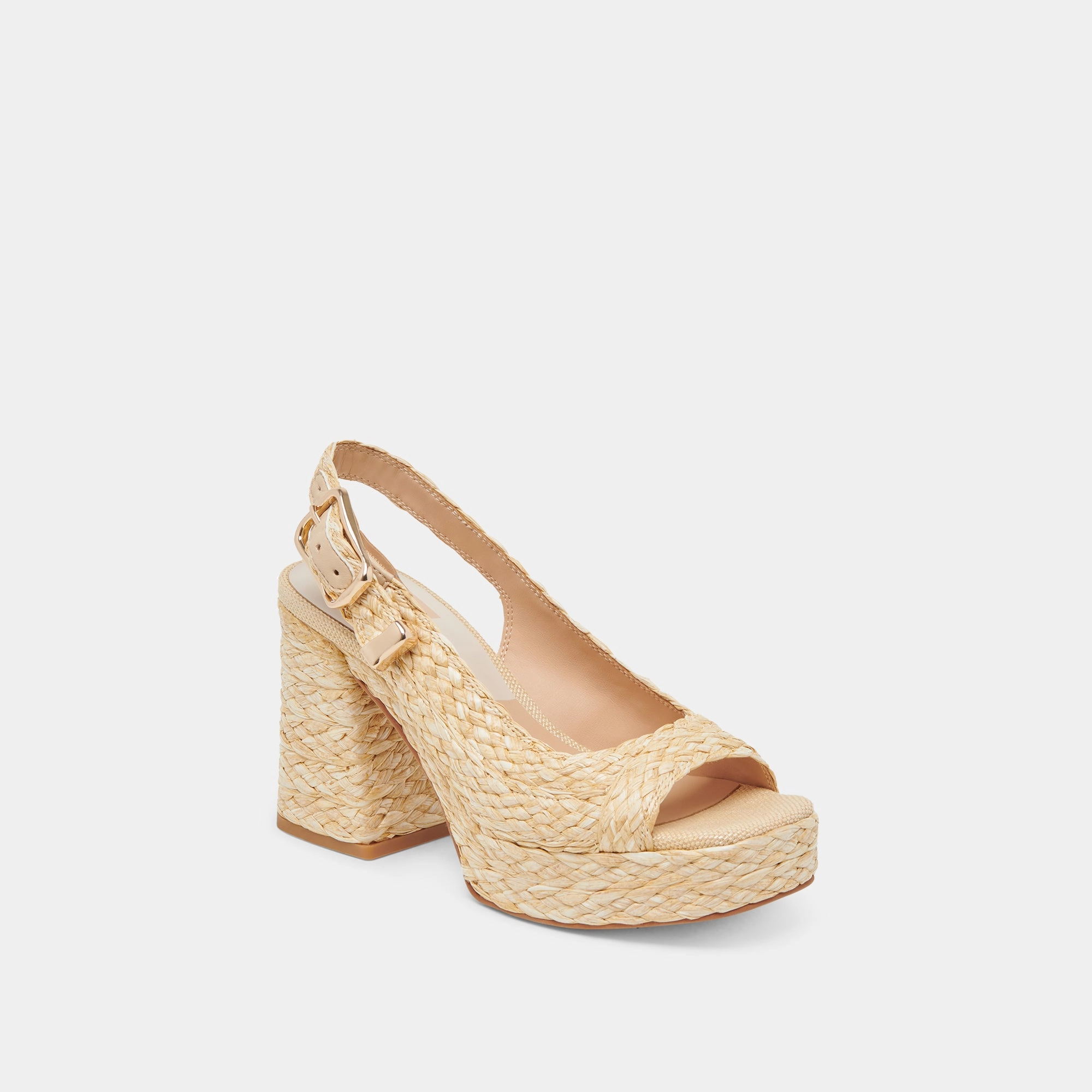 Comfortable Shoes Holiday look FLORES HEELS NATURAL RAFFIA