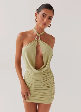 Samara Halterneck Mini Dress - Sage Casual maxi dress High-Low-Hem