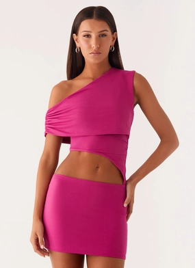 Give Me A Sign Mini Dress - Fuchsia Chic Comfort Dress for brunch