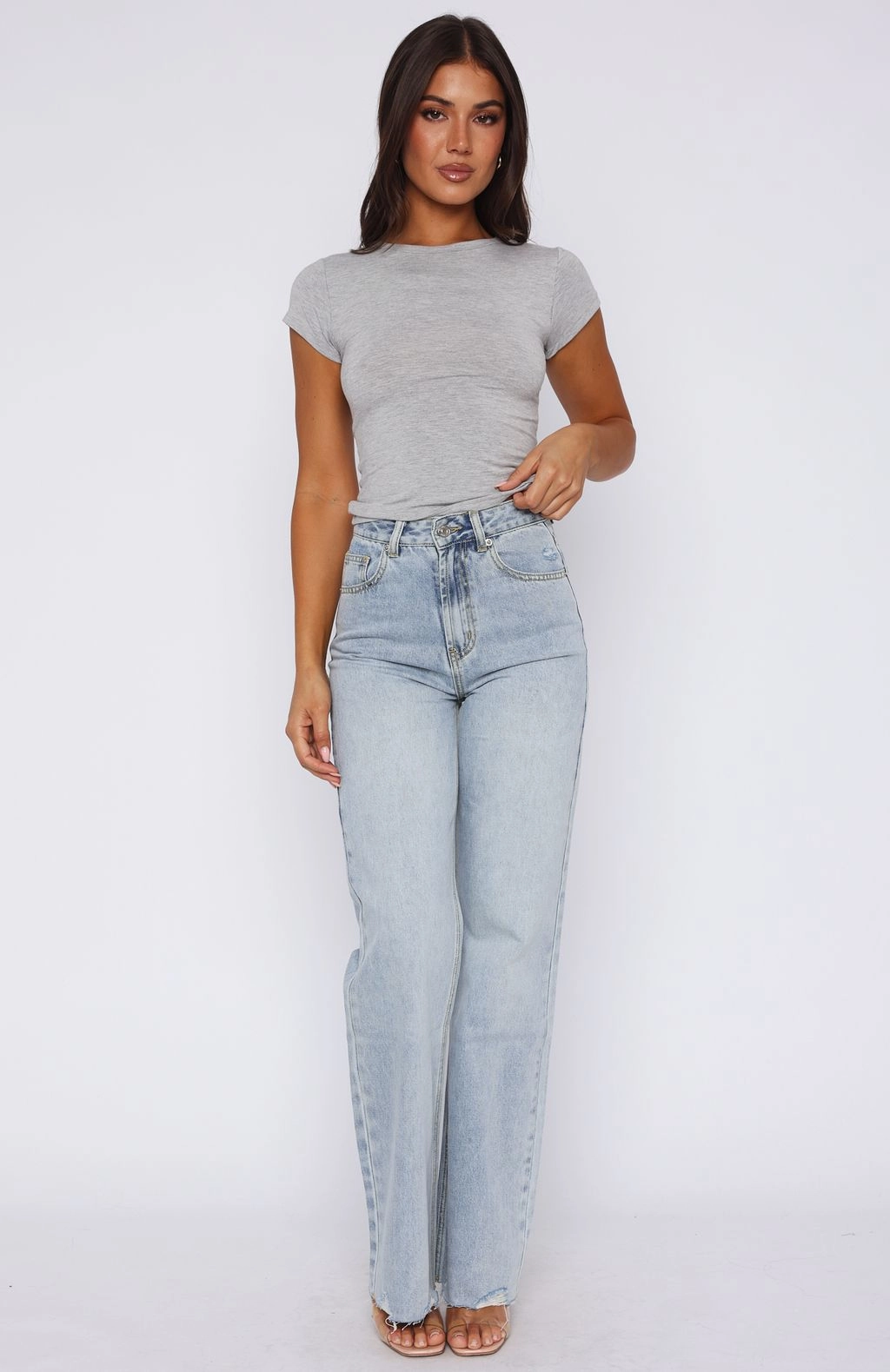 All Day Use Alana High Waisted Straight Leg Jeans Light Blue