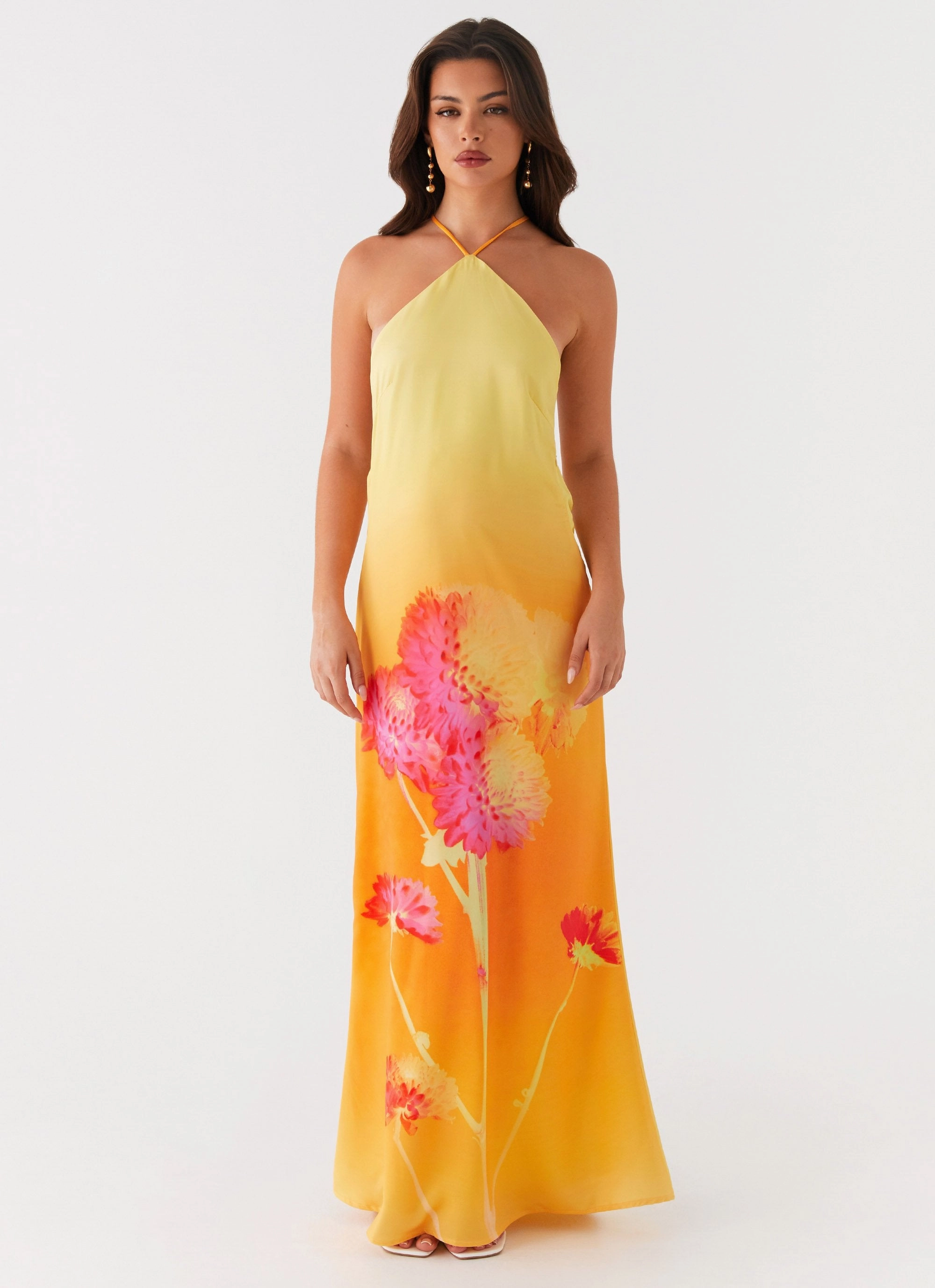 Smooth Line Chloe Maxi Dress - Orange Floral