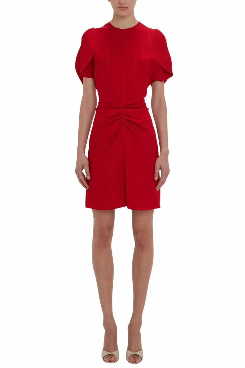 Gathered Waist Mini Dress Simple Comfort Fashion Forward