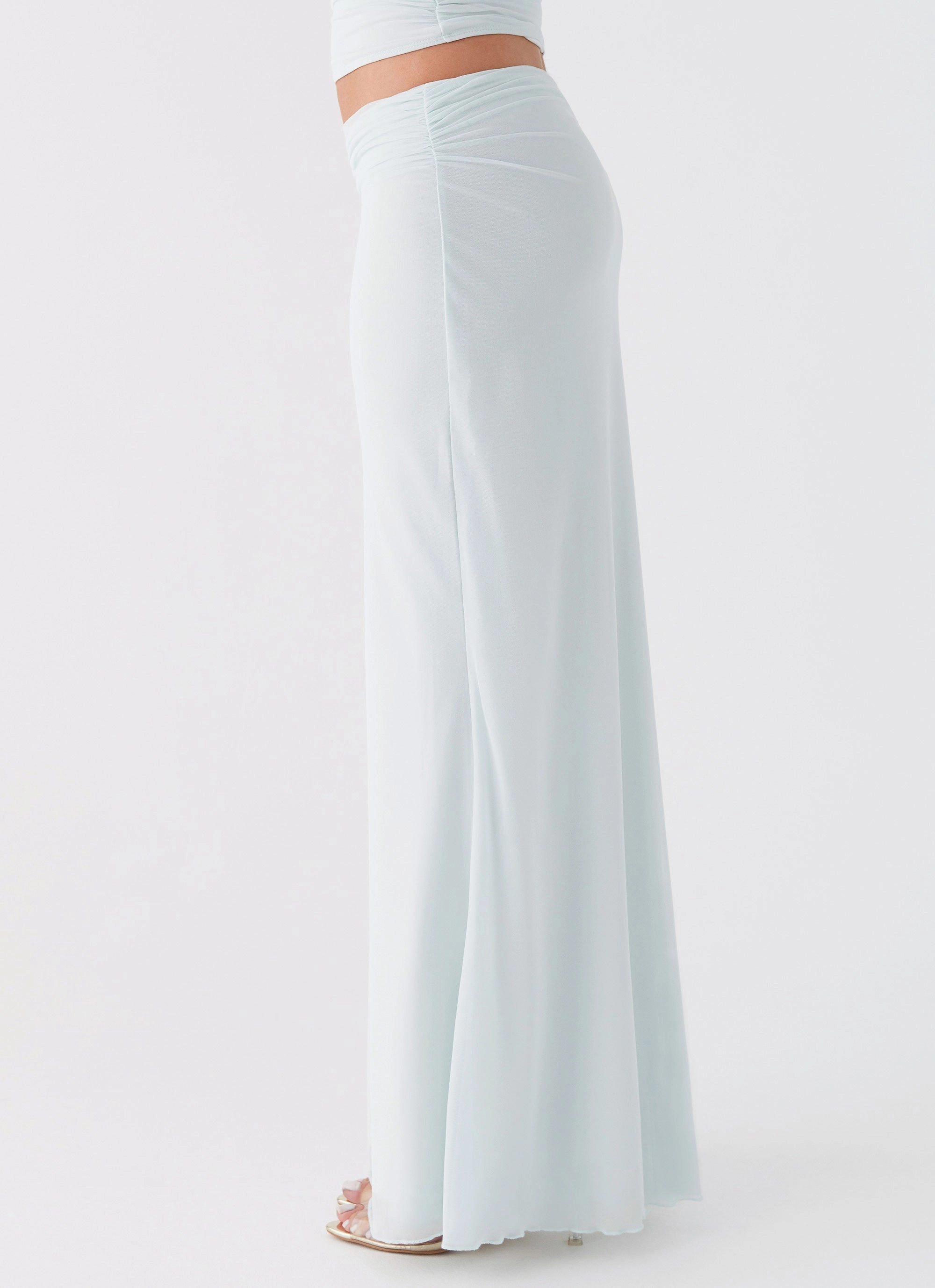 Two Tone Trim Erasable Crease Rayne Maxi Skirt - Sage