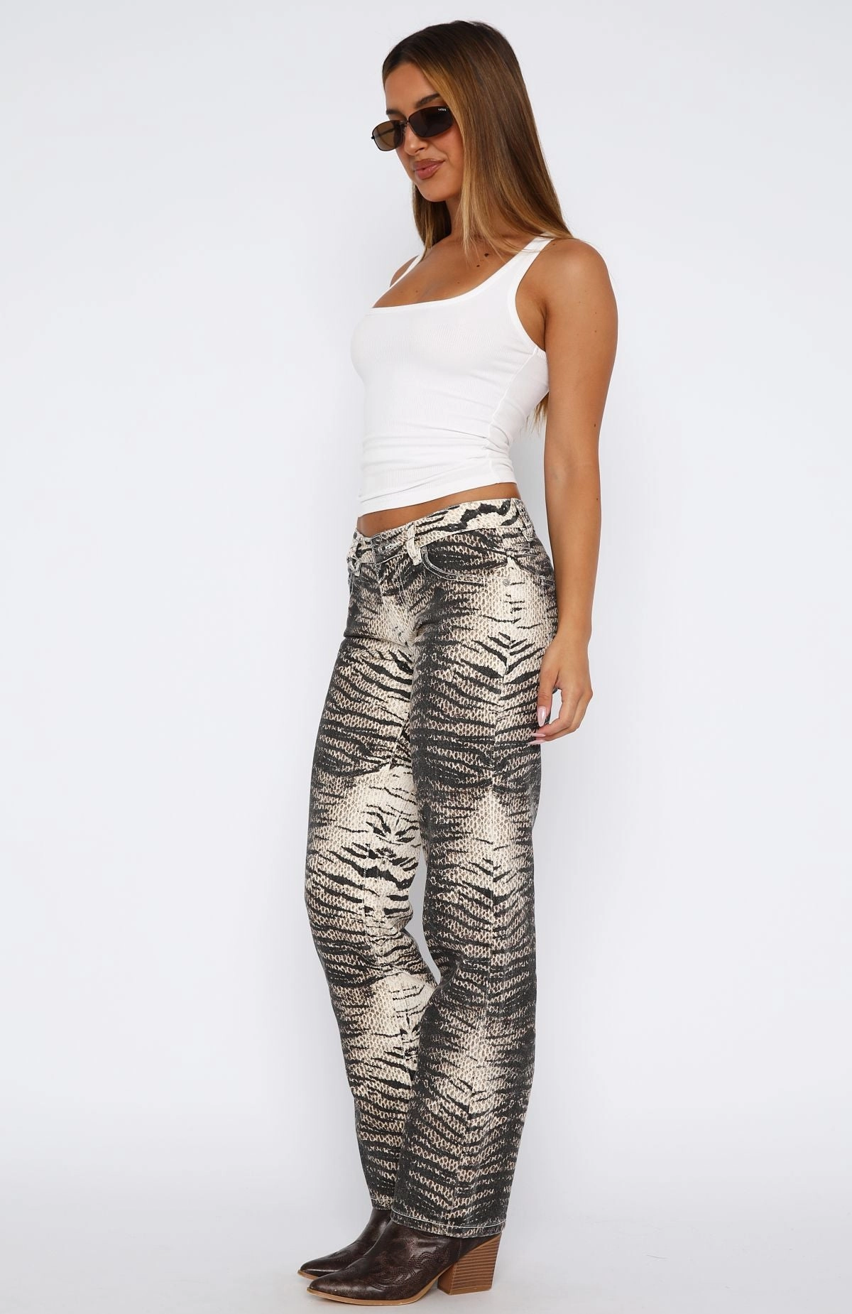 Valerie Low Rise Straight Leg Jeans Tiger Mirage Classic Gym Ready Layered Look