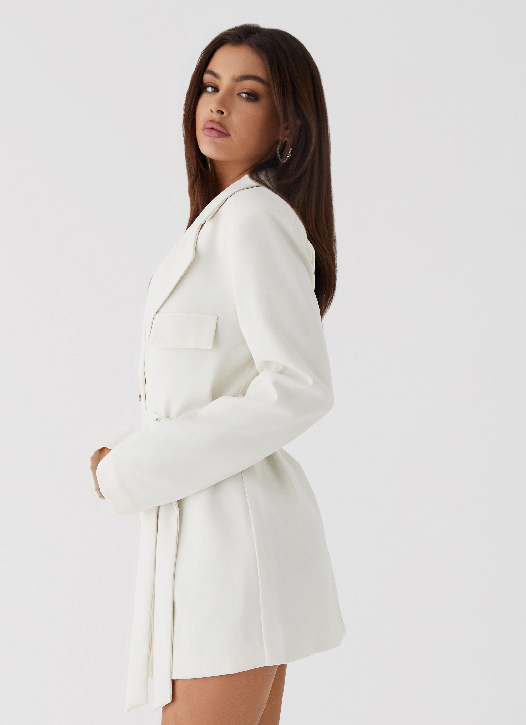 Perfect Fit Crisp Finish Safia Blazer Mini Dress - White
