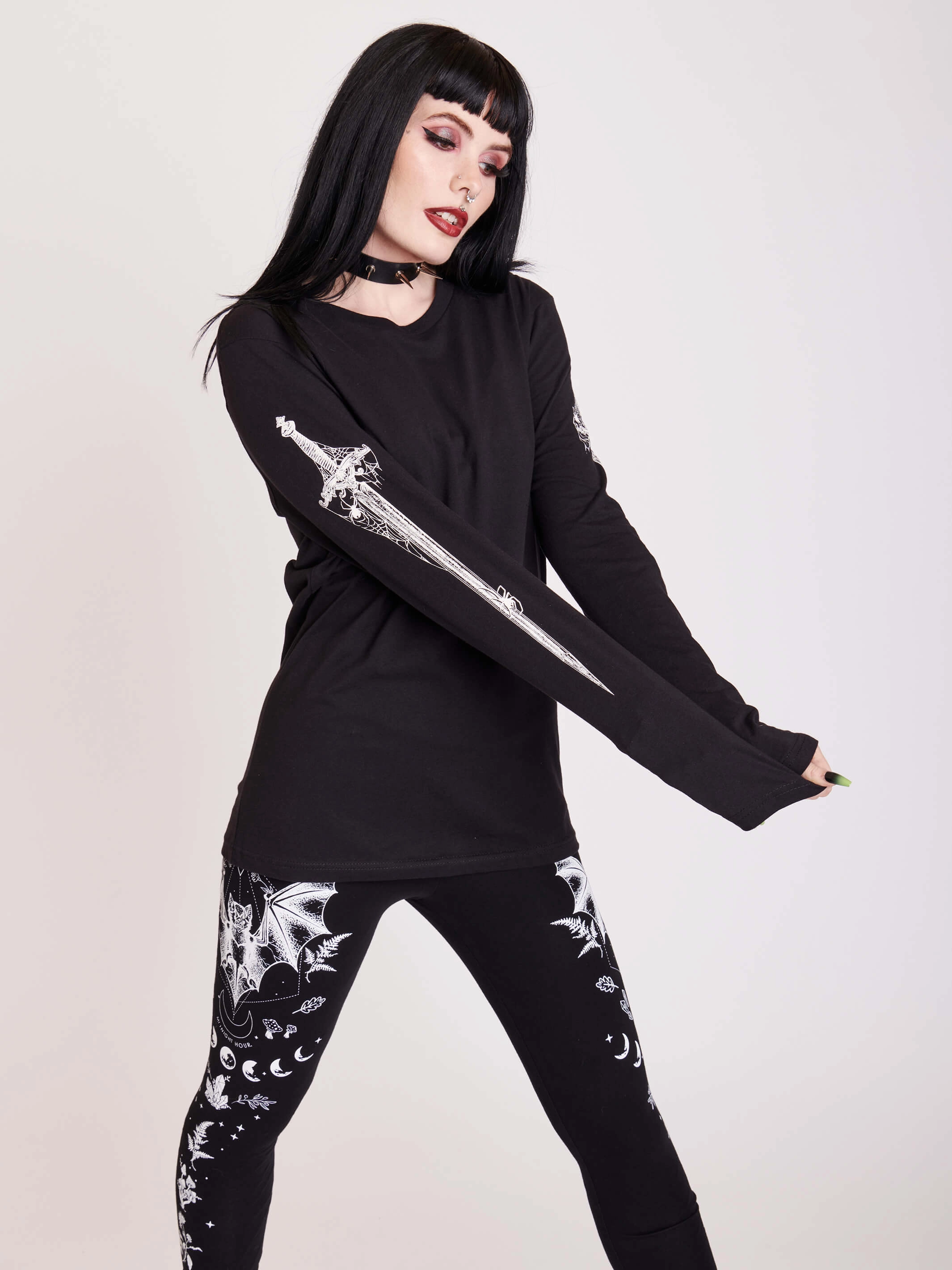 Dagger Long Sleeve T-shirt Versatile Layering Piece Comfortable Piece