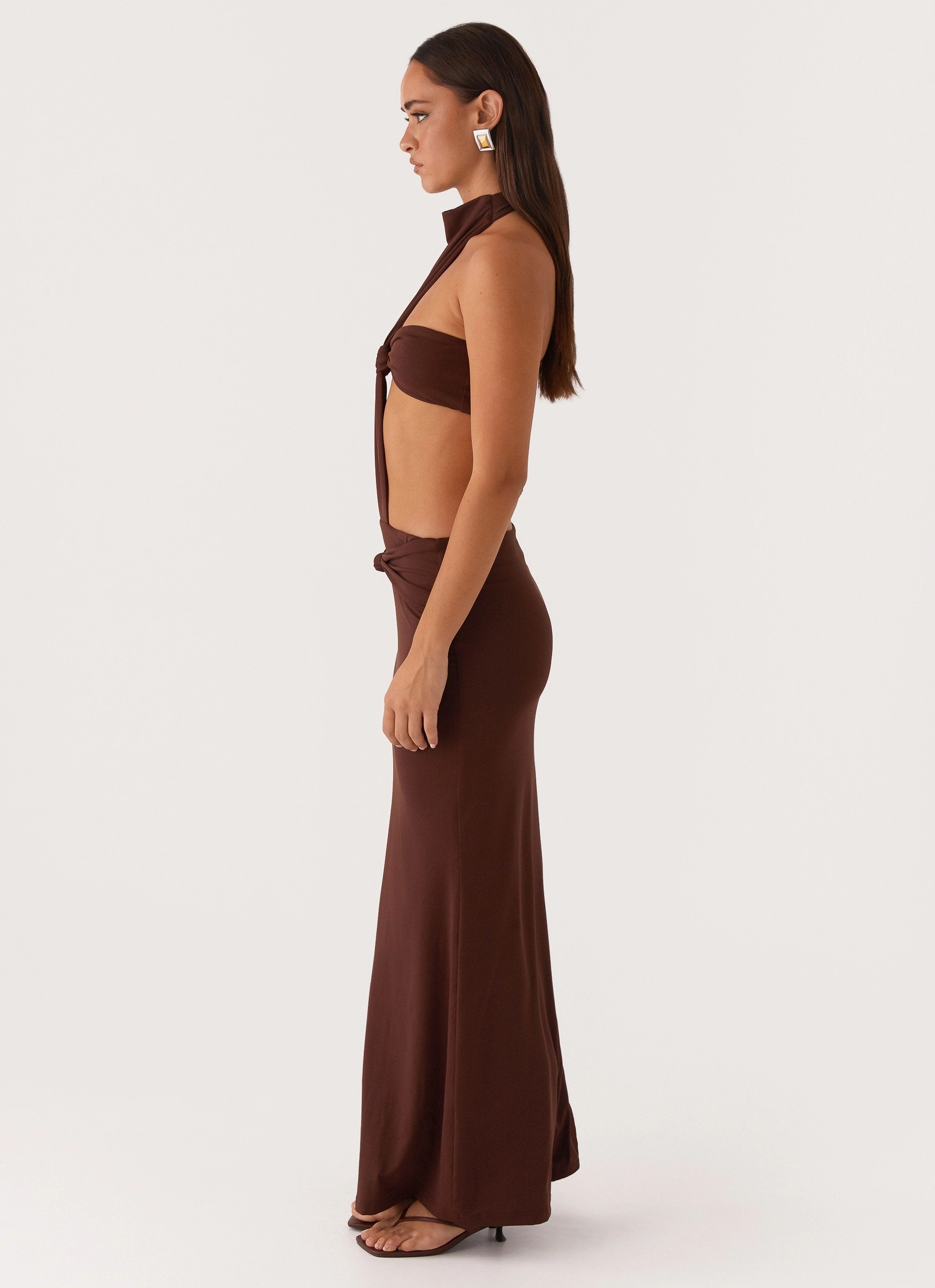 Elinor Maxi Dress - Chocolate Comfort Waist Fit Autumn Mood