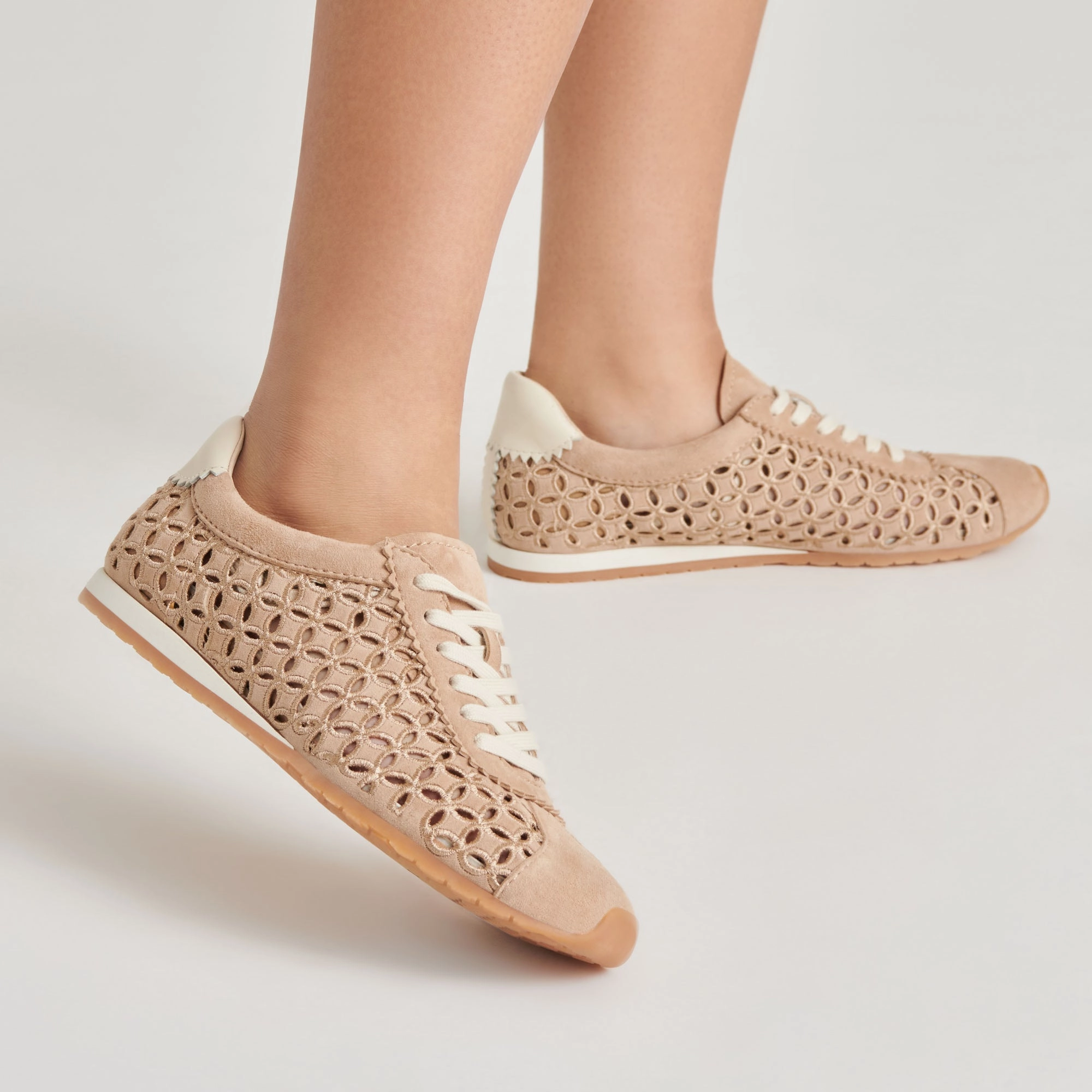 DANIE EYELET PERF SNEAKERS CAMEL SUEDE Slip Resistant Outsole Power Grip