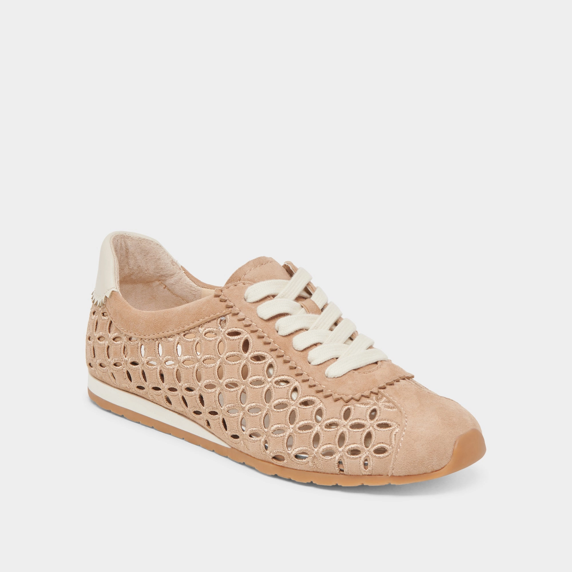 DANIE EYELET PERF SNEAKERS CAMEL SUEDE Low Impact Sole Secure Sole