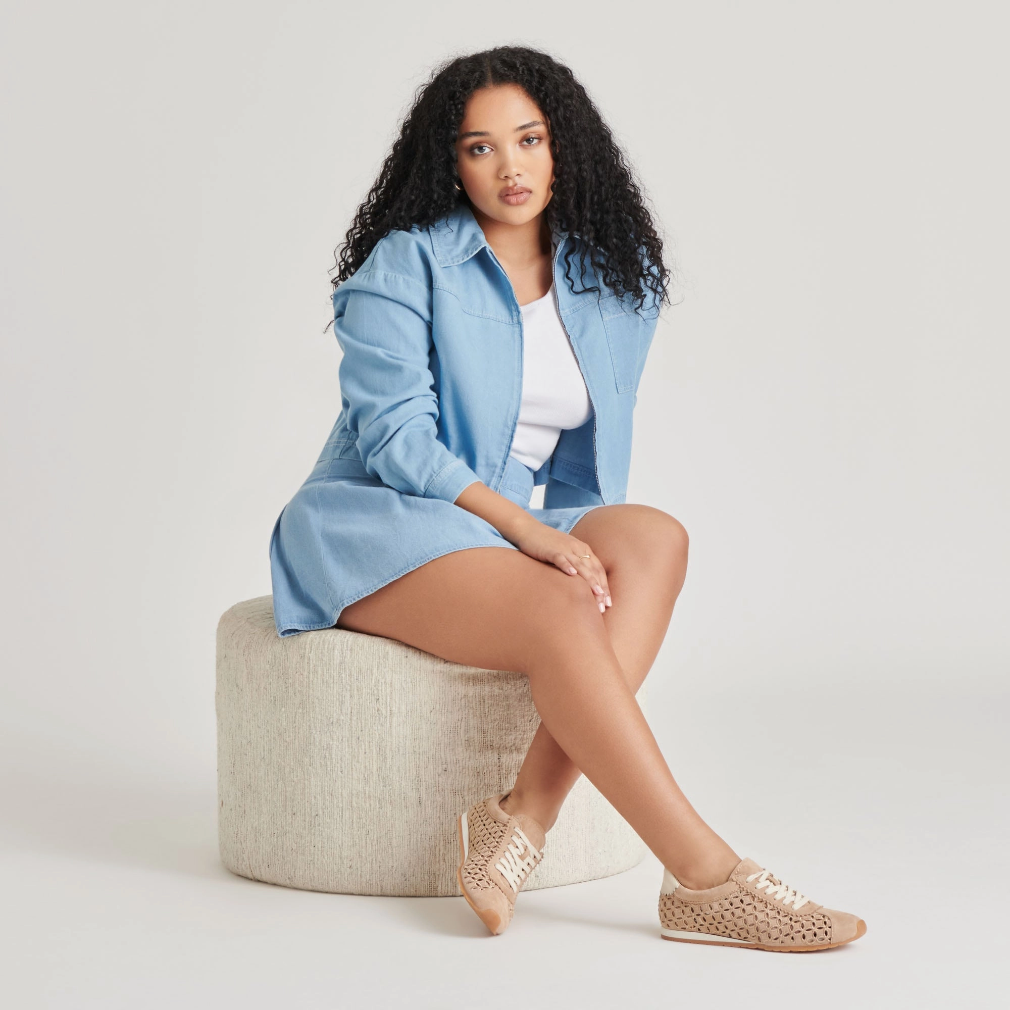 DANIE EYELET PERF SNEAKERS CAMEL SUEDE Slip Zone Comfort Midsoles