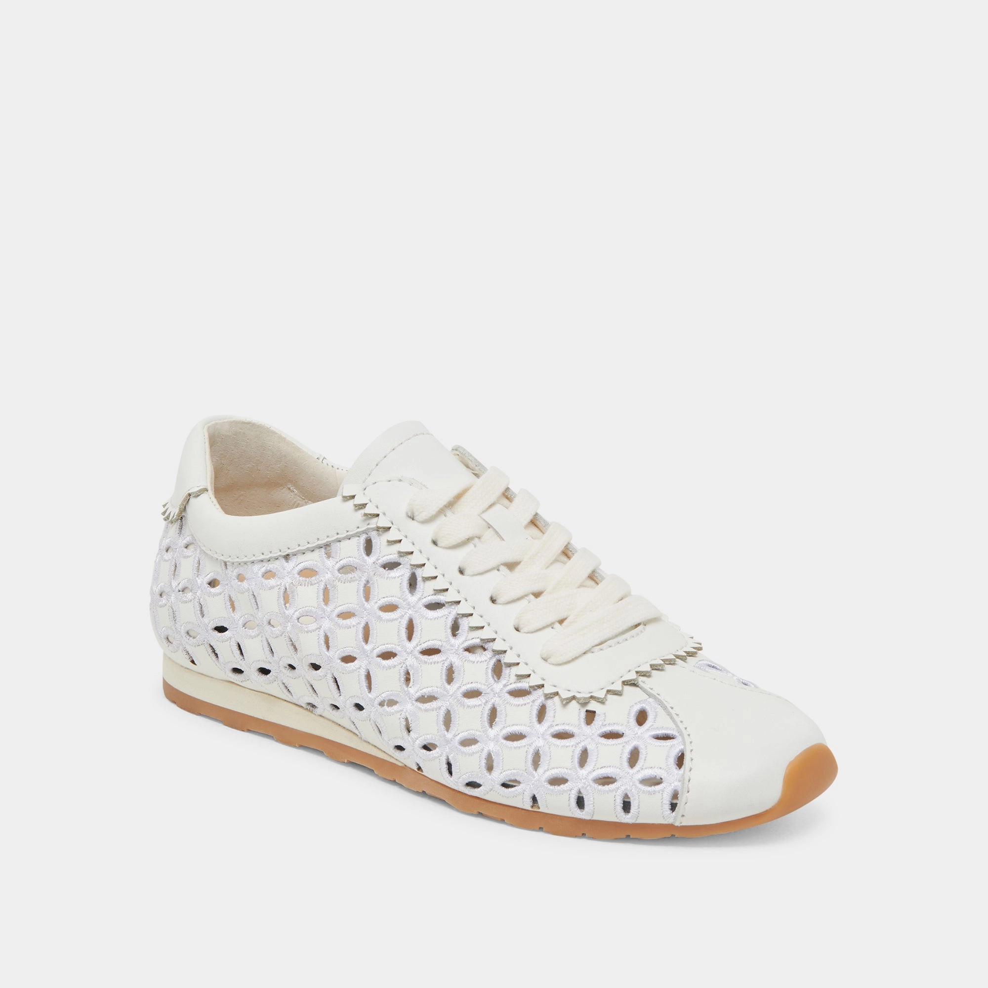 Unisex Appeal Water Resistant Layer DANIE EYELET PERF SNEAKERS TRUE WHITE LEATHER