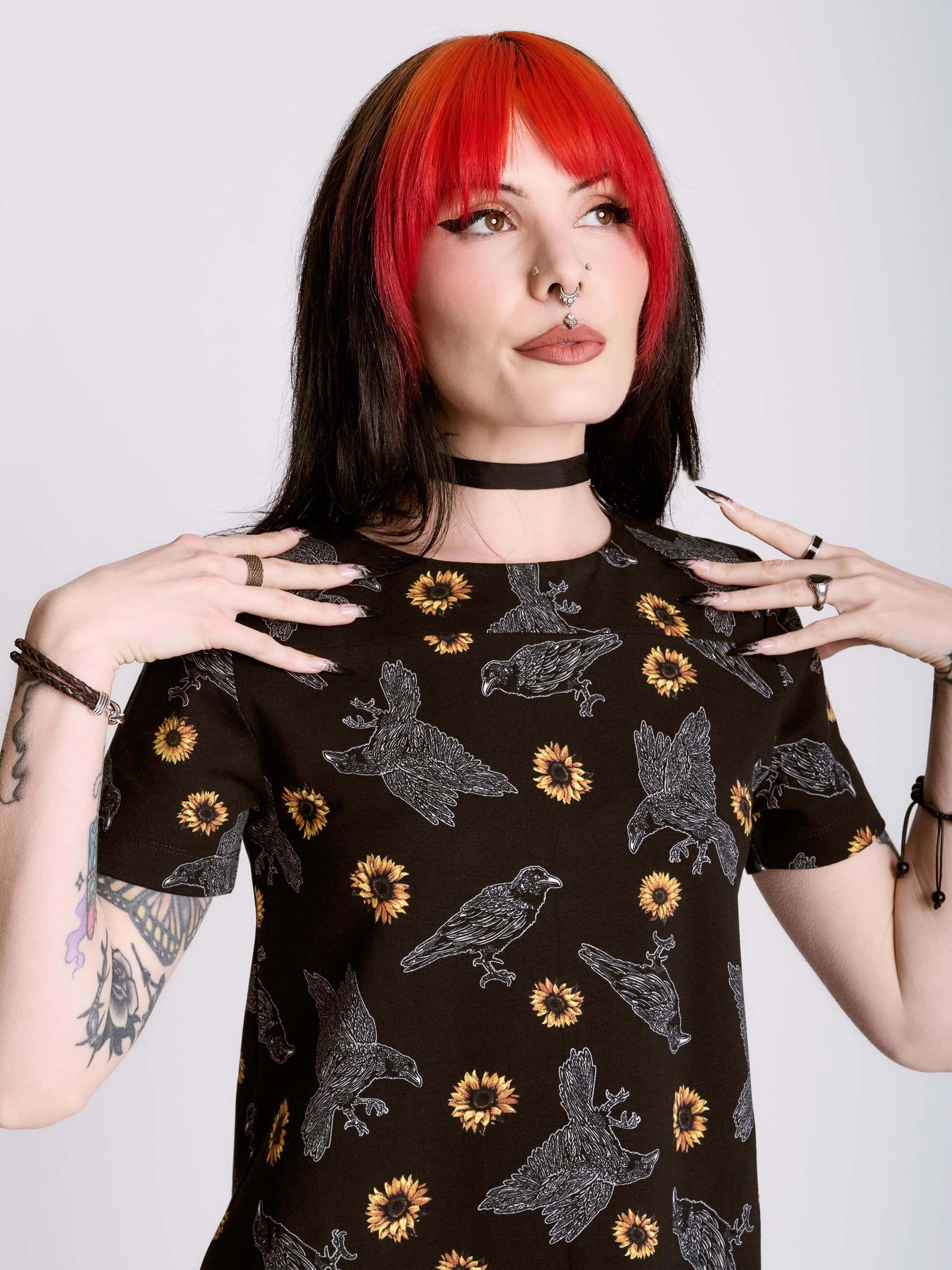 Dark Sunflower Shift Dress Soft Texture Lightweight Fit