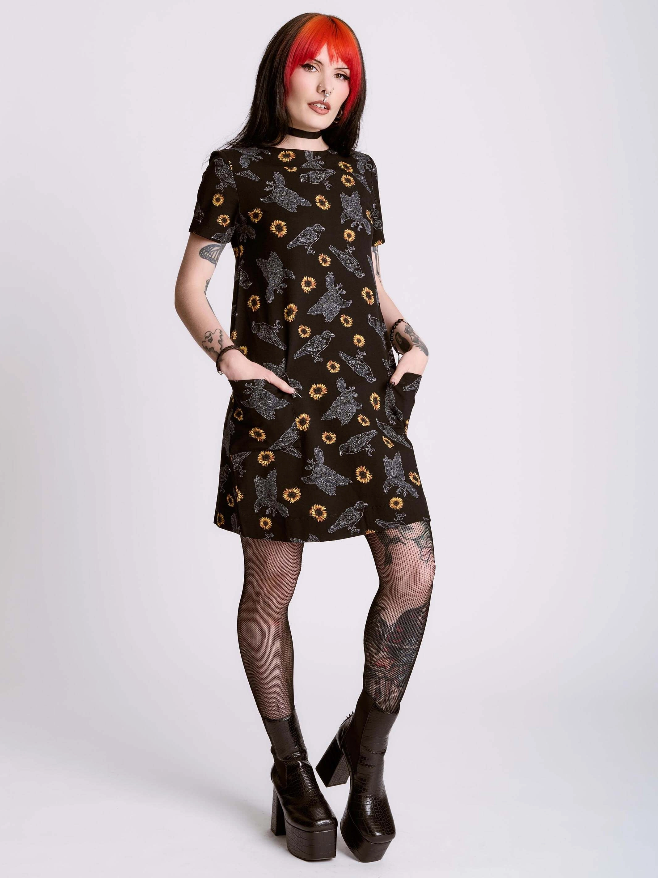 Clean Finish Dark Sunflower Shift Dress