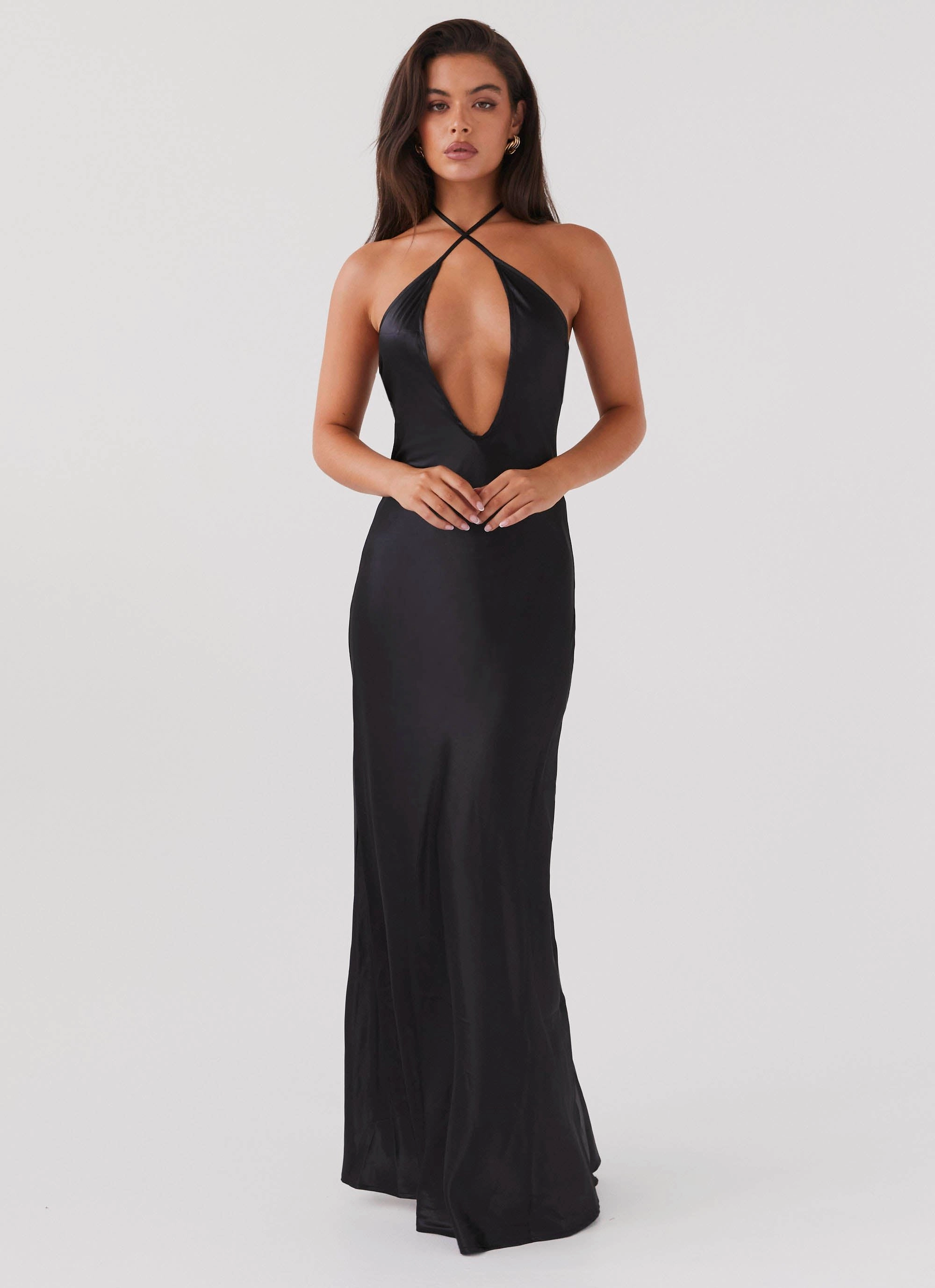 Dress for brunch Bow Glow Noir Symphony Maxi Dress - Black