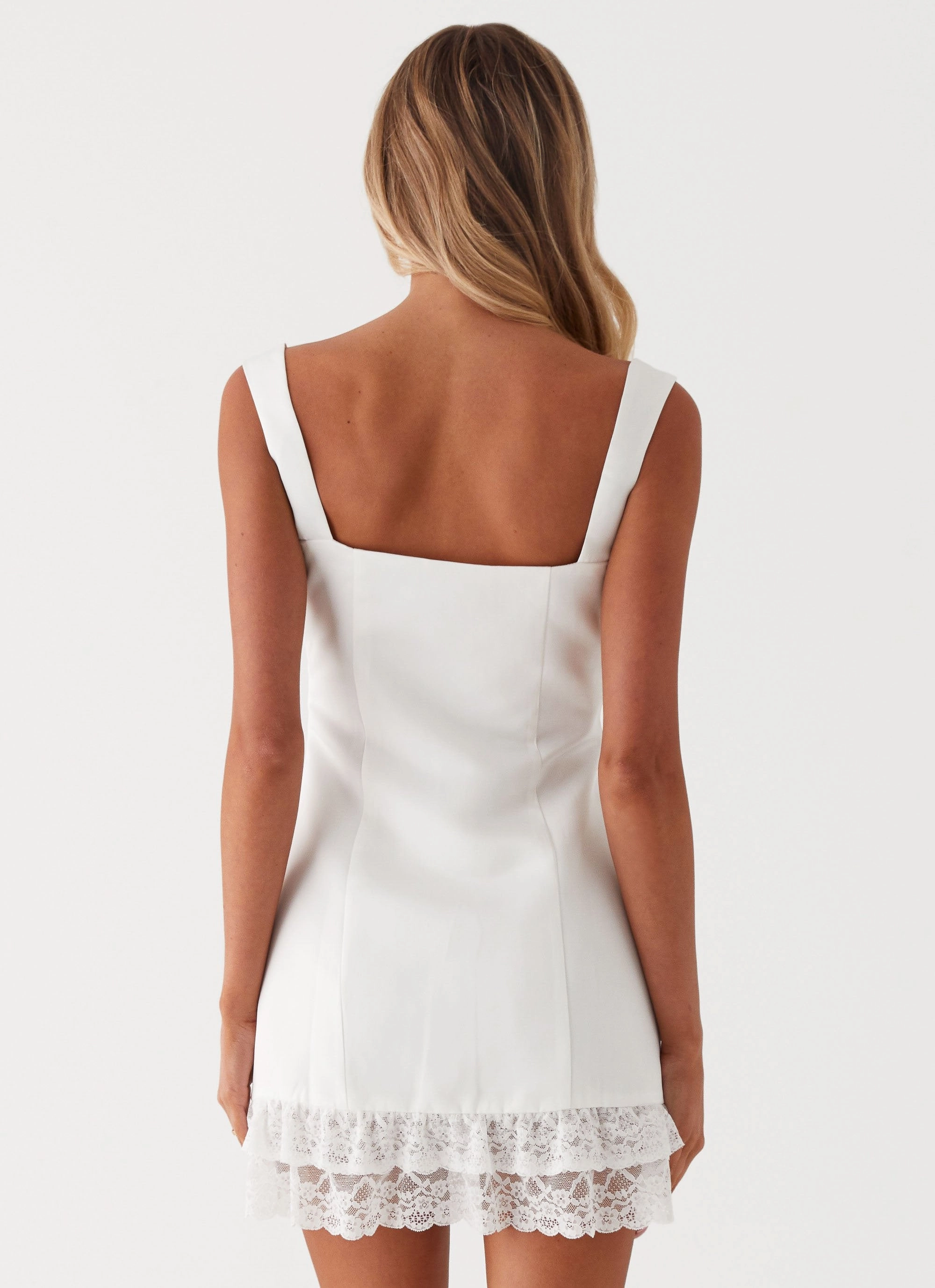 Isadora Lace Mini Dress - White Body Harmony Pocket-Detail