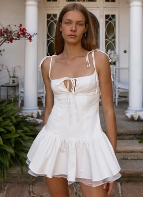 boho vibe Chill Design Valene Mini Dress - White