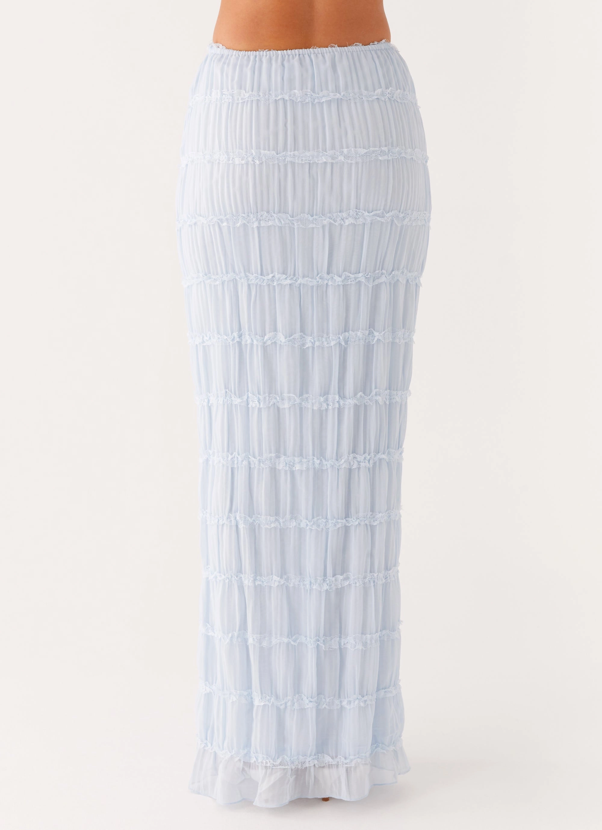 Balanced Outfit Breezy Edge Daydreaming Low Rise Maxi Skirt - Blue