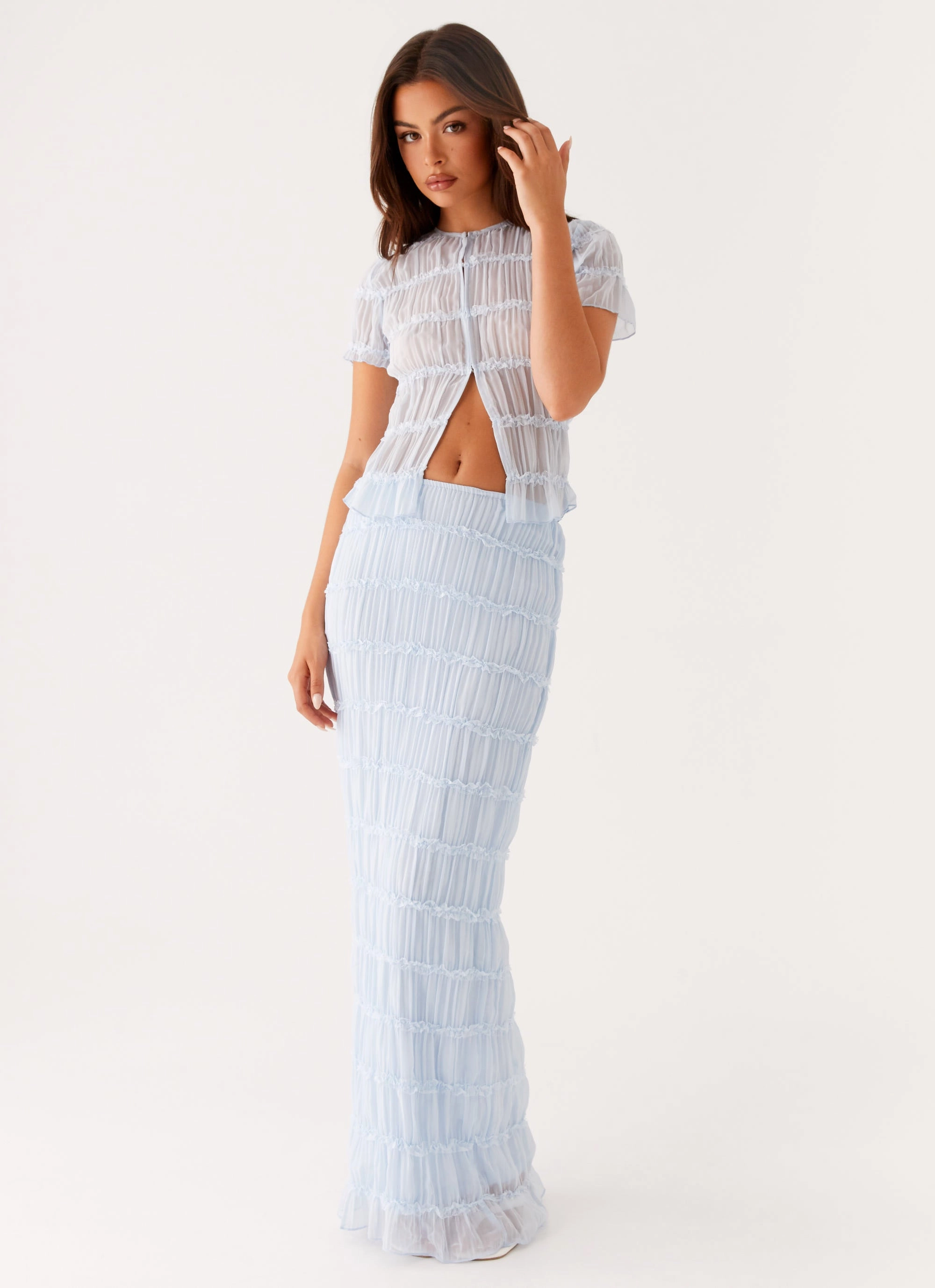 Daydreaming Low Rise Maxi Skirt - Blue Fresh Vibe