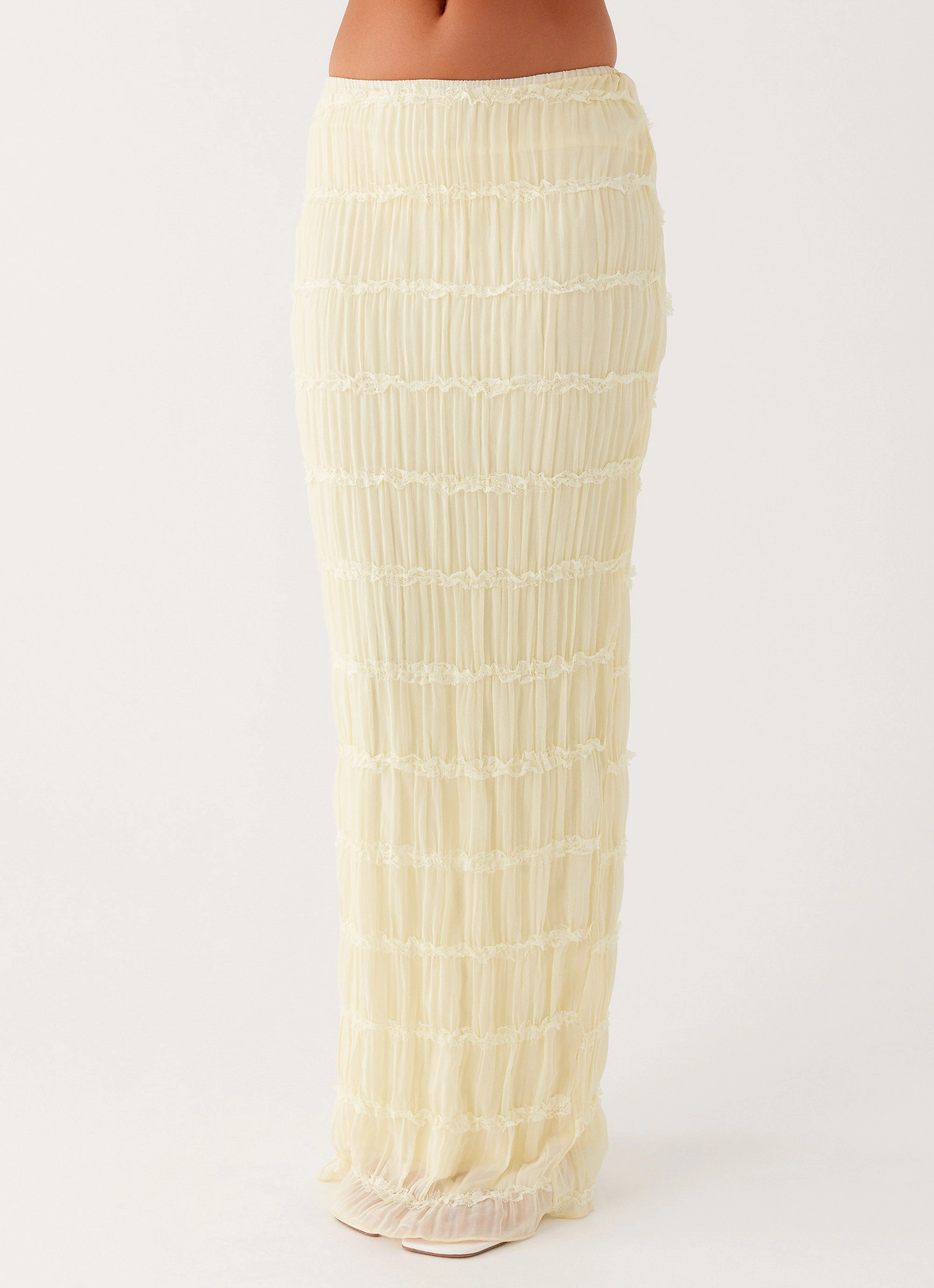 Outfit Lineup Crisp Look Daydreaming Low Rise Maxi Skirt - Yellow