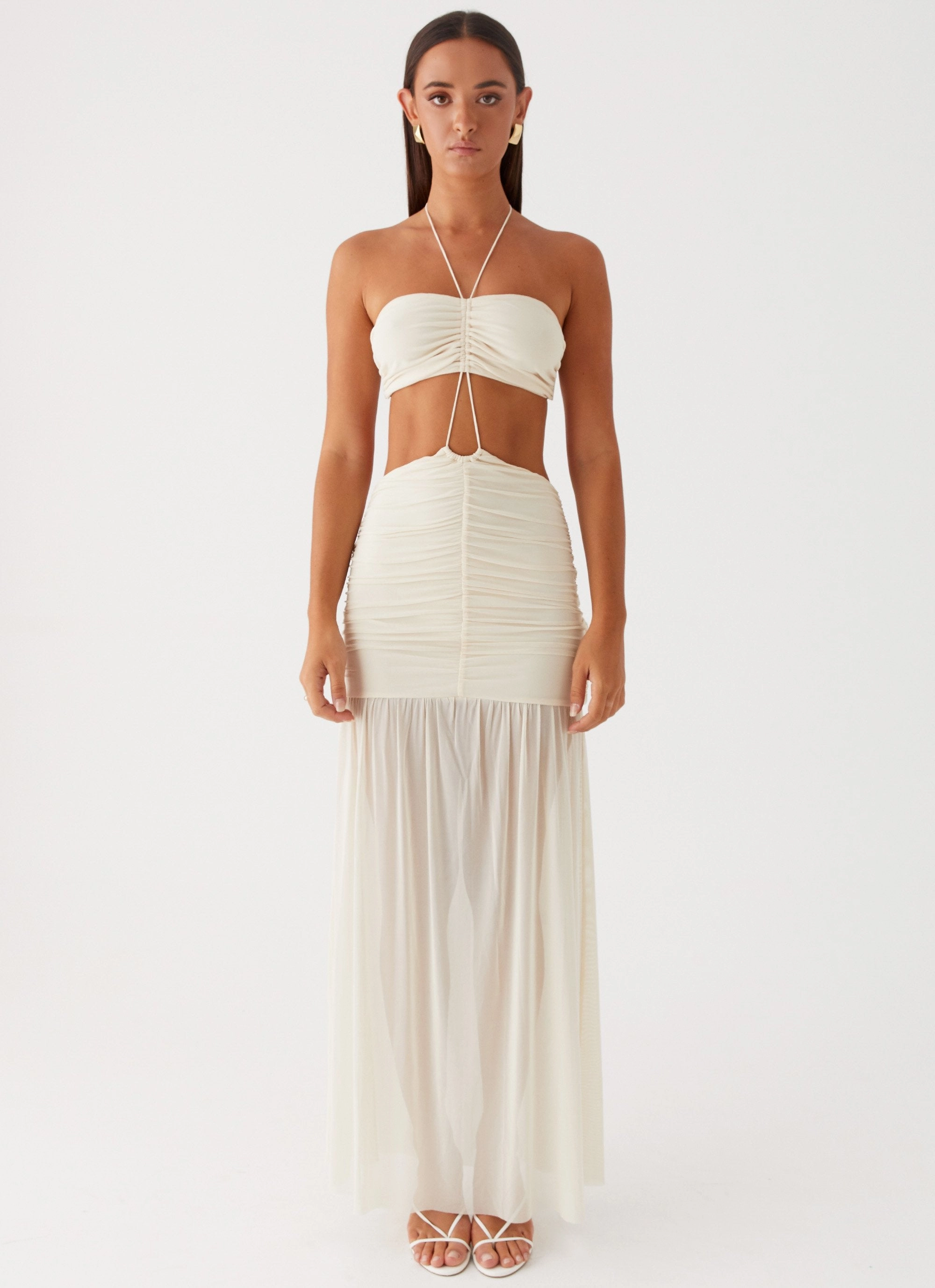 Clover Cut Out Maxi Dress - Lemon Flowing Lines Ethically-Made