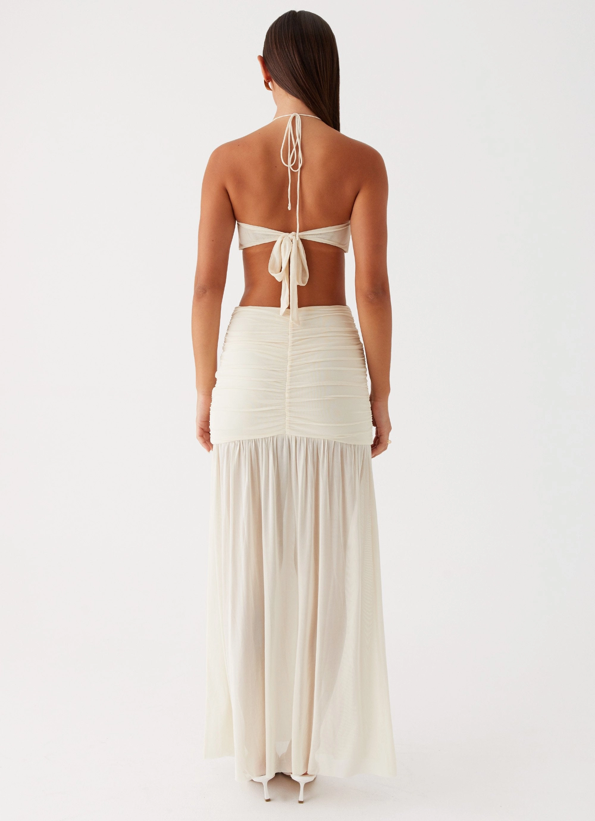 Clover Cut Out Maxi Dress - Lemon Comfort Layer Wear Formal Occasion