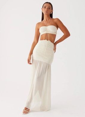 A-Line Clover Cut Out Maxi Dress - Lemon