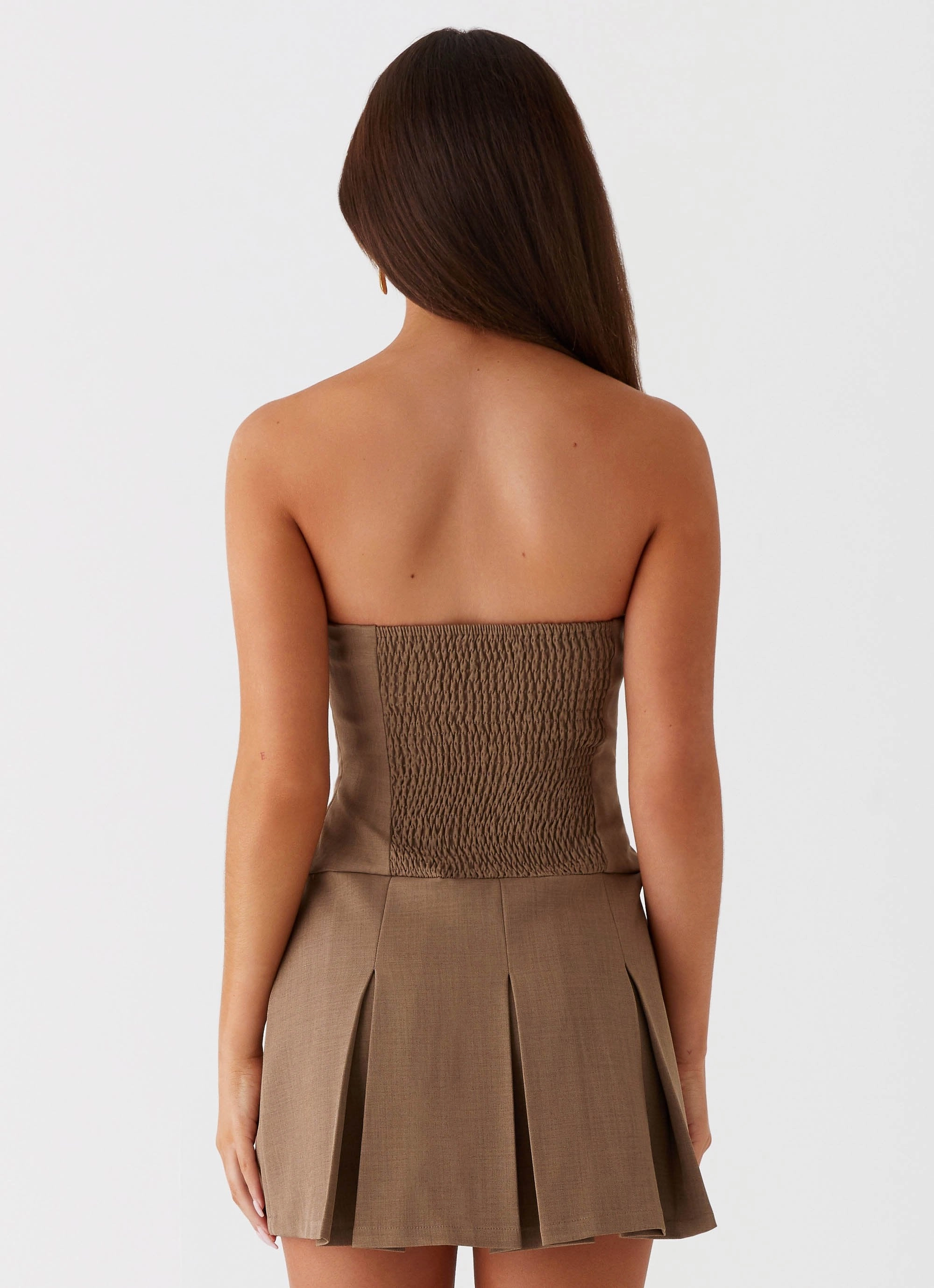 Button-Cuff Deal-Breaker Mini Dress - Brown Beige