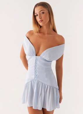 Dear Diary Mini Dress - Pastel Blue Pastel Sky