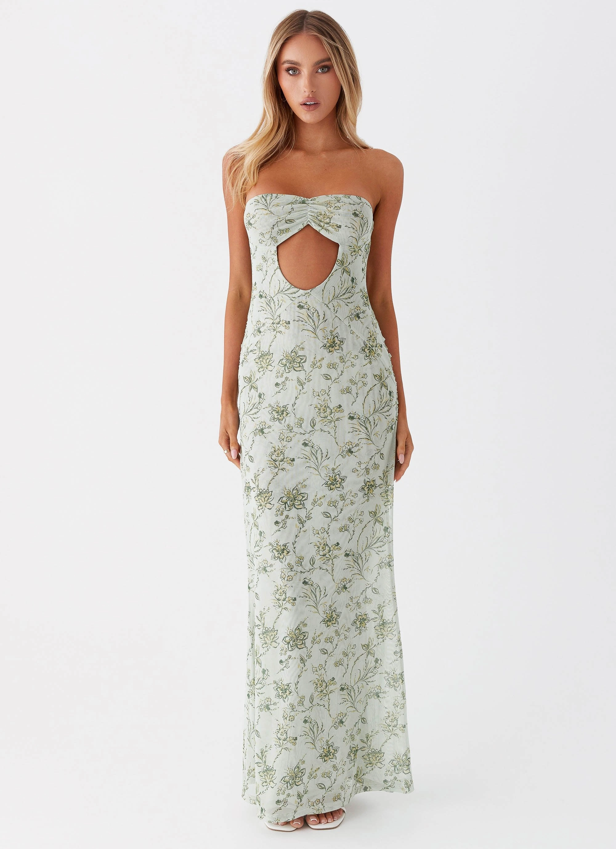 Curve-Enhancing Dearest Maxi Dress - Sage Floral