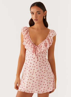 Breezy Fit Everyday Comfort Wear Adrina Ruffle Mini Dress - Pink Flower