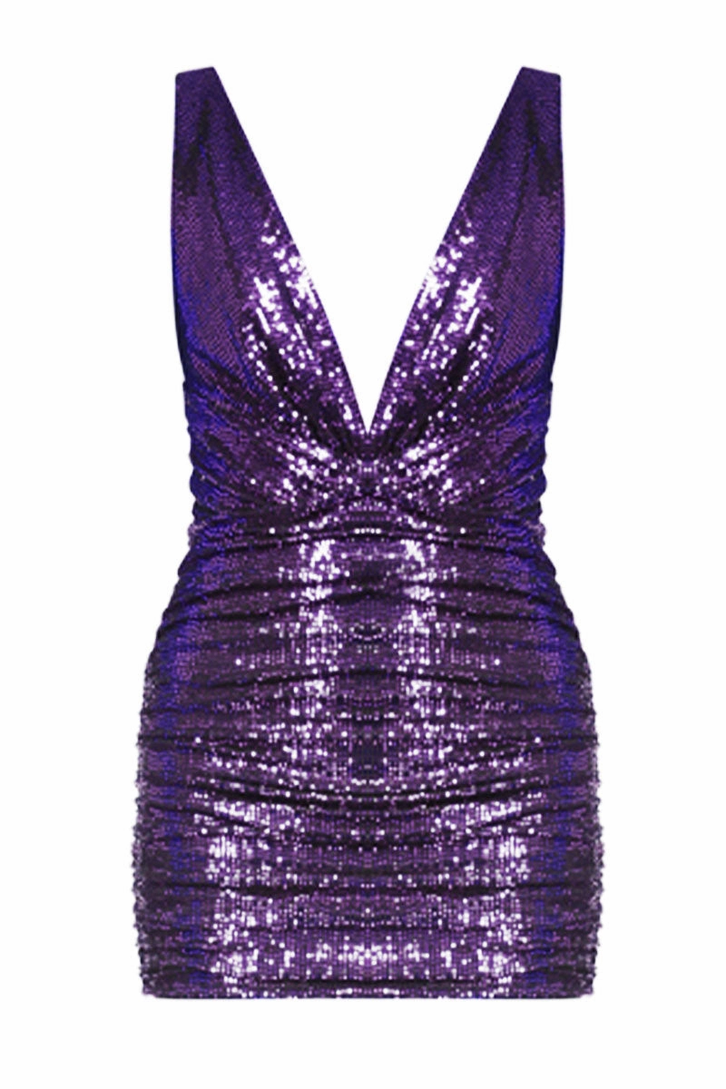 Dance Night Daily Ready Deep V-neck Mini Dress