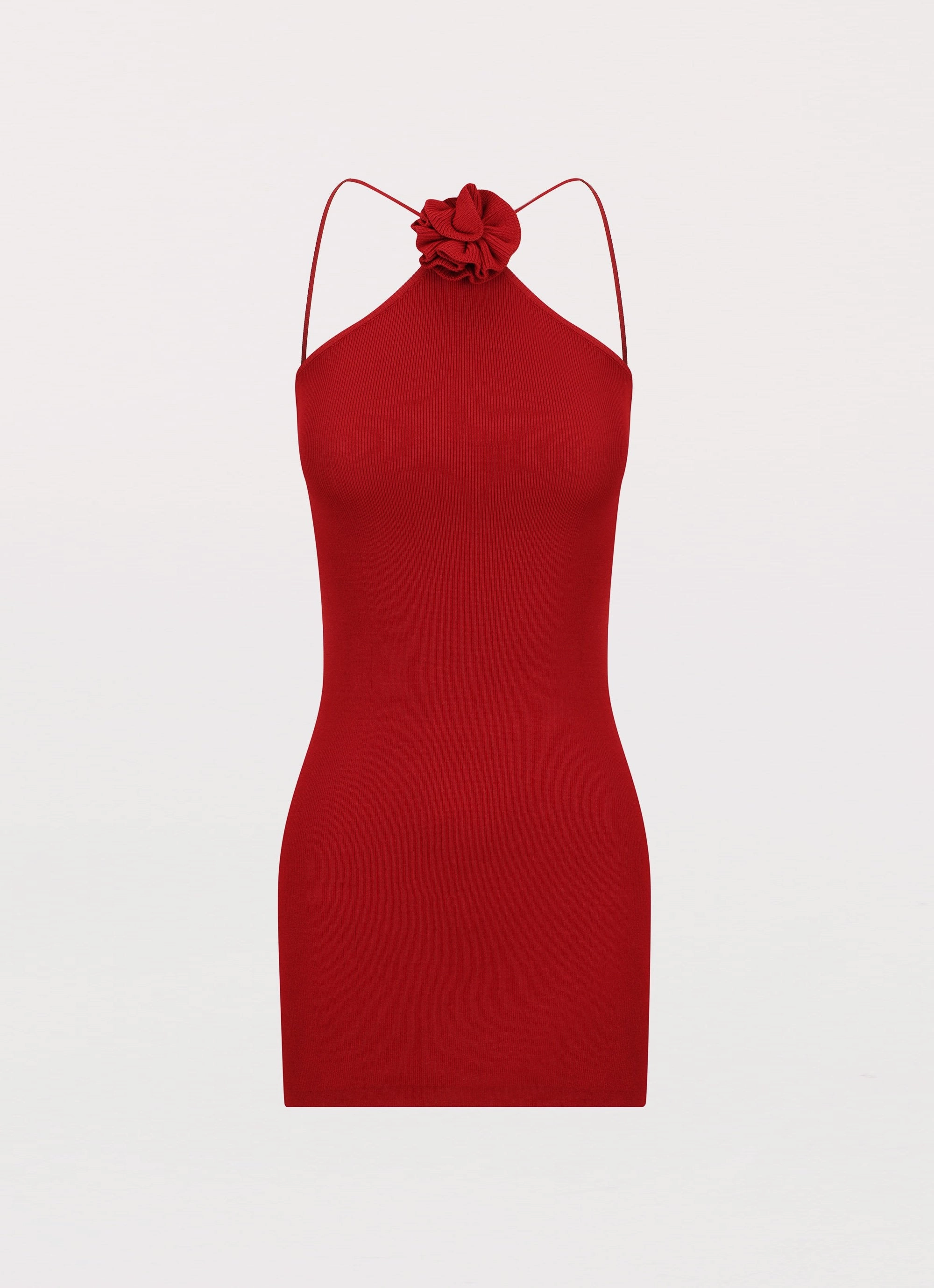Delphi Rose Knit Mini Dress - Rouge Red Sleeveless Cut Comfortable Waist Design Fit
