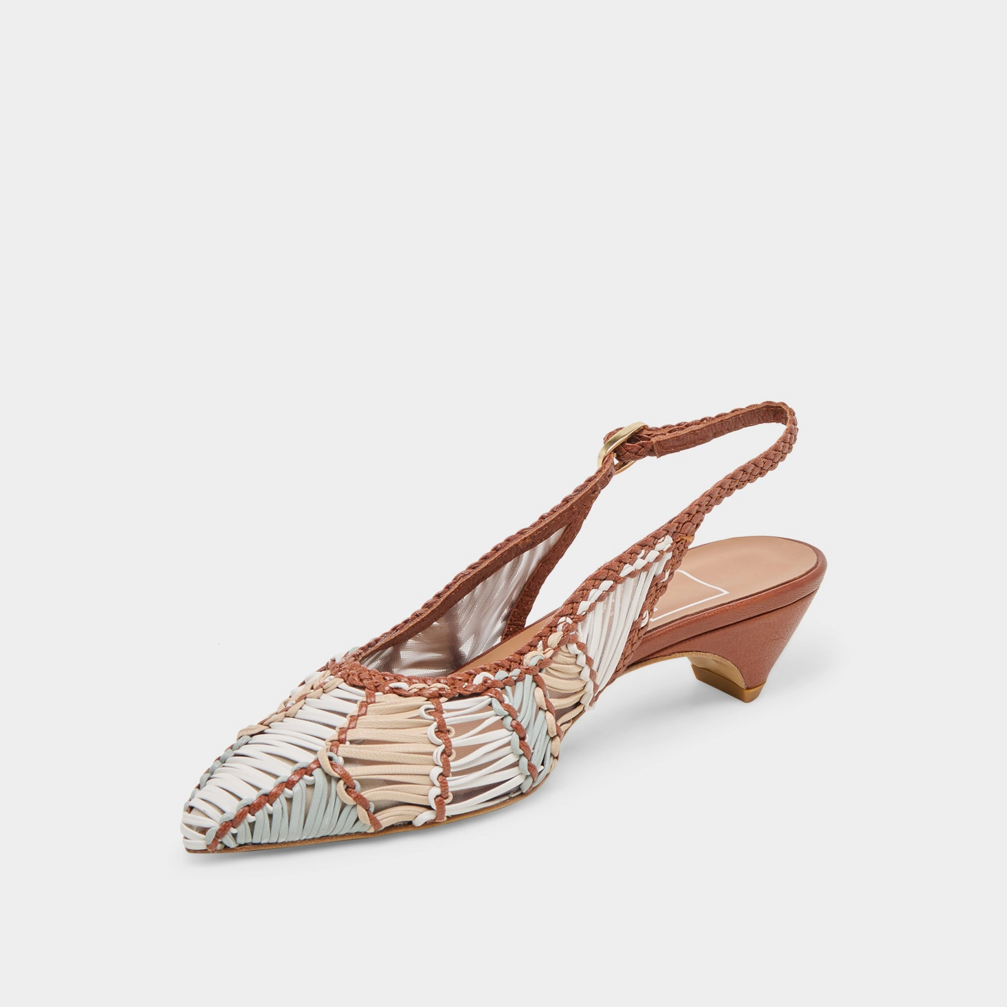 DAFNEY HEELS TAN MULTI WOVEN LEATHER Spring Glow