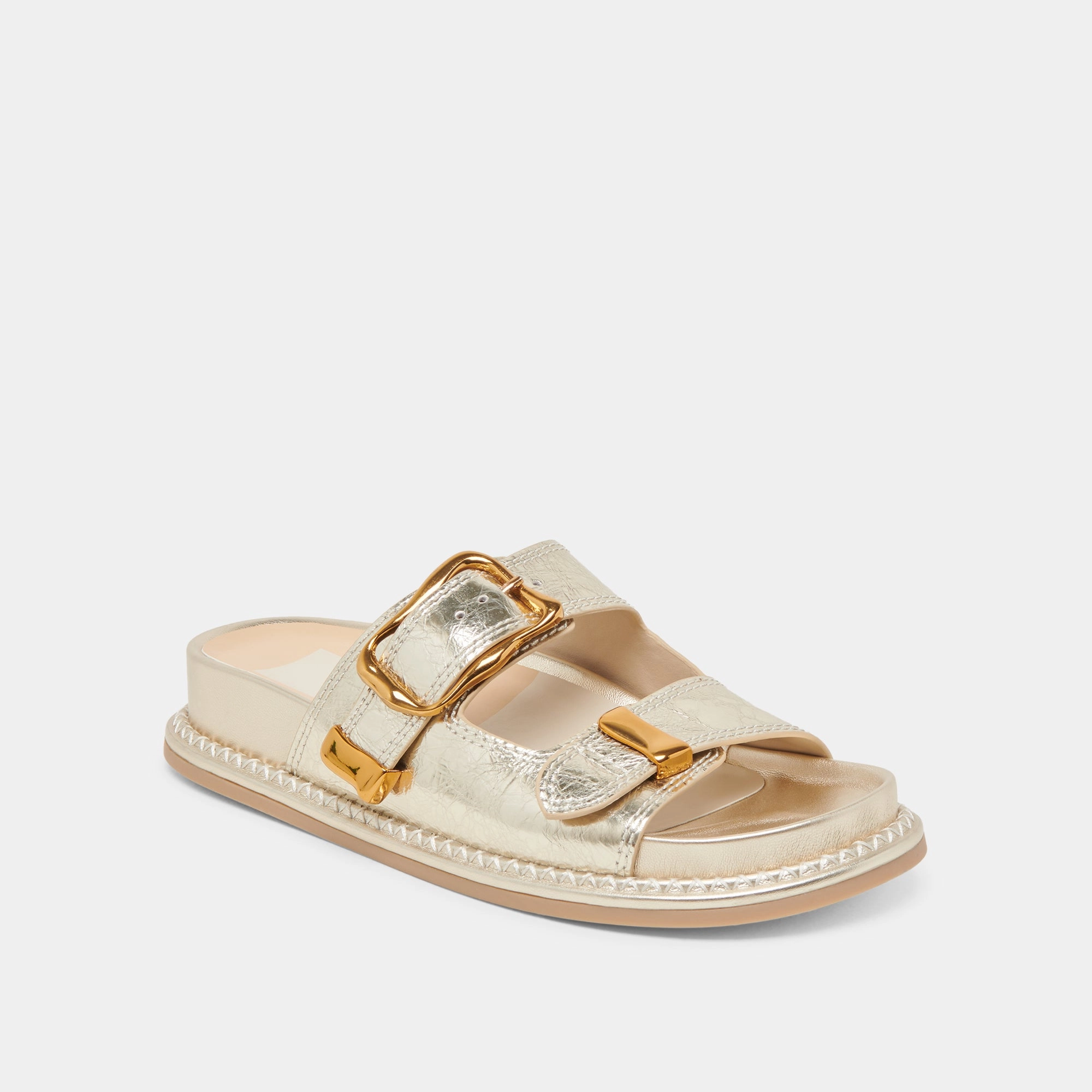 Comfortable Beach Shoes Fast Slide SEVANA SANDALS LIGHT GOLD DISTRESSED LEATHER