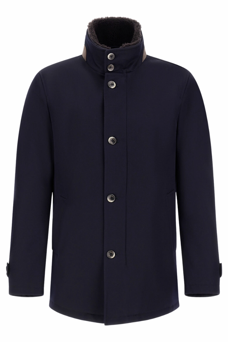 Diagonal Wool Carcoat Refined Casual