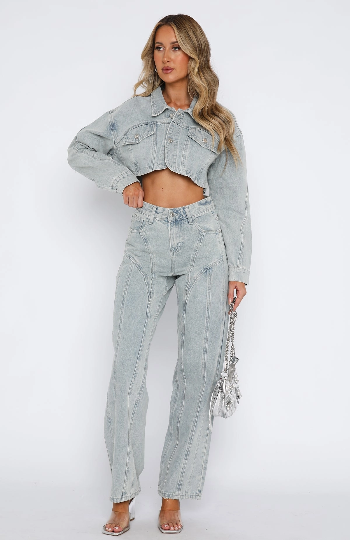 Base Comfort Did You Miss Me Mid Rise Straight Leg Denim Jeans Light Blue Acid Wash