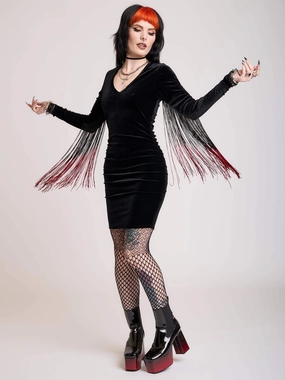 Dipped in Blood Velvet Dress Matte Fabric