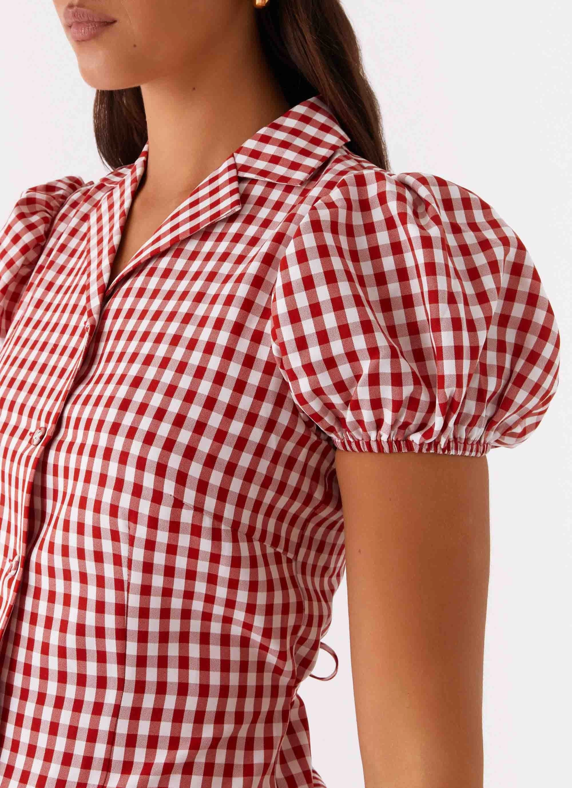 Verity Maxi Dress - Red Gingham Printed-Fabric